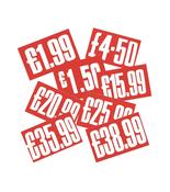 Sterling Price Display Card Red &amp; White - 250mm x 200mm