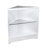 White Corner Counter with Glass Shelf - 600mm x 600mm x 900mm