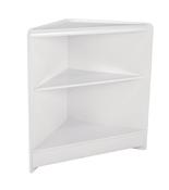 White Corner Counter with Wood Shelf - 600mm x 600mm x 900mm