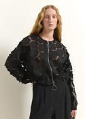 Beatrice B SHORT JACKET WITH FLORAL APPLIQUÉS - M