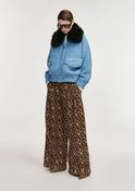 Esssentiel Antwerp KANADA Light Blue Bouclé Bomber with Dark Green Removable Faux Fur Collar - XS image