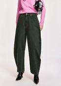 Essentiel Antwerp KOKOS Dark Green Barrel-Leg Cropped Jeans - 26 image