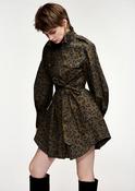 Essentiel Antwerp Keto Khaki &amp; Black Leopard-Print Mini Shirt Dress - 42 image