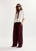 Essentiel Antwerp Kurry Dark Red Tapered Cotton Pants with Twisted Seams - 34 image