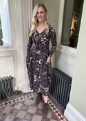 At-Length Dress in Chocolate Brown &amp; Pink Print - 14 image