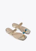 Lola Casademunt Metallic Sandals with Rhinestone Ring Detail - 36 image