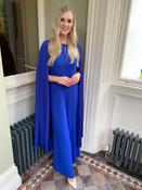 Moskada Royal Blue Jumpsuit With Long Draped Sleeve Detail - 10 image