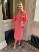 Exquise Antique Rose pink Midi Dress With Belt &amp; Cape Sleeve Detail - 8 image