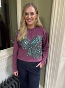 Essentiel Antwerp KRUIMEL Plum Sweatshirt with Sequin &amp; Bead-embellished Embroidery - 0 image