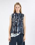 HIGH TECH ADVANCED Top in Blue Cotton with Vertical Blurred Print - 12 image