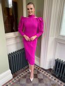 Kameya Magenta Fitted Dress with Gathered Shoulders - 8 image