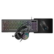 VIDA GAMER BLK 4IN1 USB KB MS HS KIT keyboard Mouse included Gaming QWERTY UK English Black image