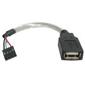 StarTech.com 6in USB 2.0 Cable - USB A Female to USB Motherboard 4 Pin Header F/F image