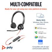 HP Poly Blackwire 3325 Stereo Microsoft Teams Certified USB-C Headset +3.5mm Plug +USB-C/A Adapter image