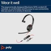 HP Poly Blackwire 5210 Monaural USB-C Headset +3.5mm Plug +USB-C/A Adapter image