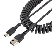 StarTech.com 20in (50cm) USB A to C Charging Cable, Coiled Heavy Duty Fast Charge &amp; Sync, High Quality USB 2.0 A to USB Type-C Cable, Rugged Aramid Fiber, Durable Male to Male USB Cable image