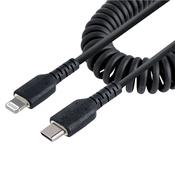 StarTech.com 1m (3ft) USB C to Lightning Cable, MFi Certified, Coiled iPhone Charger Cable, Black, Durable TPE Jacket Aramid Fiber, Heavy Duty Coil Lightning Cable image