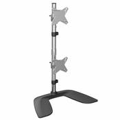 StarTech.com Vertical Dual Monitor Stand - Ergonomic Desktop Stacked Two Monitor Stand up to 27 inch VESA Mount Displays - Free Standing Universal Monitor Mount - Height Adjustable - Silver image