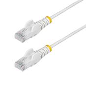 StarTech.com 1m White Slim CAT6 Ethernet Cable, Snagless, 100W PoE, UTP, LSZH, 28AWG Pure Bare Copper Wire, Slim RJ45 Network Patch Cord w/Strain Reliefs, Individually Tested image