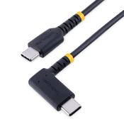 StarTech.com 1ft (30cm) USB C Charging Cable Right Angle - 60W PD 3A - Heavy Duty Fast Charge USB-C Cable - Black USB 2.0 Type-C - Rugged Aramid Fiber - USB Charging Cord image
