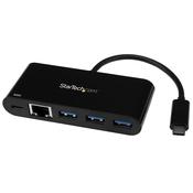 StarTech.com USB-C to Ethernet Adapter with 3-Port USB 3.0 Hub and Power Delivery image