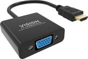 Vision TC-HDMIVGA/BL video cable adapter 0.23 m HDMI Type A (Standard) VGA (D-Sub) Black image