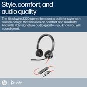 HP Poly Blackwire 3320 Stereo Microsoft Teams Certified USB-C Headset +USB-C/A Adapter image