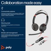HP Poly Blackwire 5220 Stereo USB-C Headset +3.5mm Plug +USB-C/A Adapter image