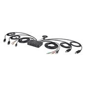 StarTech.com 2-Port Dual-Monitor DisplayPort Cable KVM Switch, 4K 60Hz, Compact KVM with 5ft/1.5m USB-A/DisplayPort/Audio Integrated Cables, Bus Powered - Remote Push Button/Hotkey Switching image