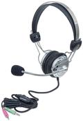 Manhattan Stereo Over-Ear Headset (3.5mm), Microphone Boom (padded), Adjustable Steel Headband, In-Line Volume Control, Ear Cushions, Std 2x 3.5mm stereo jack/plug for audio/mic use, cable 2.5m, 3 Year Warranty image