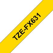 Brother TZE-FX631 DirectLabel black on yellow Laminat 12mm x 8m for Brother P-Touch TZ 3.5-12mm/18mm/6-18mm/6-24mm/6-36mm image