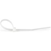 StarTech.com 4"(10cm) Cable Ties - 1/16"(2mm) wide, 7/8"(22mm) Bundle Diameter, 18lb(8kg) Tensile Strength, Nylon Self Locking Zip Ties with Curved Tip - 94V-2/UL Listed, 100 Pack - White image