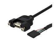 StarTech.com 1 ft Panel Mount USB Cable - USB A to Motherboard Header Cable F/F image