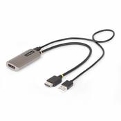 StarTech.com 1ft (30cm) HDMI to DisplayPort Adapter Cable, 8K 60Hz, Active HDMI 2.1 to DP 1.4 Video Converter, USB Bus Powered with Included Cable image