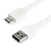 StarTech.com 1m USB A to USB C Charging Cable - Durable Fast Charge &amp; Sync USB 2.0 to USB Type C Data Cord - Rugged TPE Jacket Aramid Fiber M/M 3A White - Samsung S10, iPad Pro, Pixel image