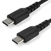 StarTech.com 1m USB C Charging Cable - Durable Fast Charge &amp; Sync USB 2.0 Type C to USB C Laptop Charger Cord - TPE Jacket Aramid Fiber M/M 60W Black - Samsung S10 S20 iPad Pro MS Surface image