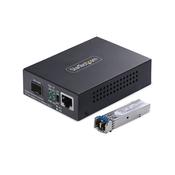 StarTech.com Single-Mode (SM) LC Fiber Media Converter for 10/100/1000 Networks, Standalone Gigabit Ethernet to Fiber Converter, 40km - TAA