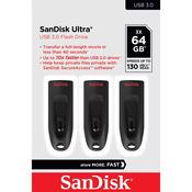 SanDisk Ultra USB flash drive 64 GB USB Type-A 3.2 Gen 1 (3.1 Gen 1) Black image