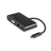 StarTech.com USB C Multiport Adapter - Mini USB-C Dock w/ Single Monitor VGA 1080p Video - 60W Power Delivery Passthrough - USB 3.1 Gen 1 Type-A 5Gbps, Gigabit Ethernet - Docking Station image