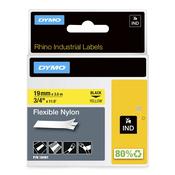 Dymo 18491/S0718090 Ribbon Nylon flexible black on yellow 19mm x 3,5m for Dymo Rhino 6-19mm/24mm image