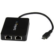 StarTech.com USB-C to Dual Gigabit Ethernet Adapter with USB (Type-A) Port image