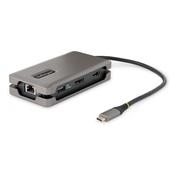 StarTech.com USB-C Multiport Adapter - 4K 60Hz HDMI/DP - 3-Port USB Hub - 100W Power Delivery Pass-Through - GbE - Travel Mini Docking Station w/ Charging - 1ft/30cm Wrap-Around Cable image