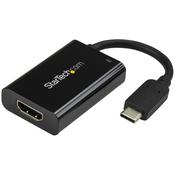 StarTech.com USB C to HDMI 2.0 Adapter with Power Delivery - 4K 60Hz USB Type-C to HDMI Display Video Converter - 60W PD Pass-Through Charging Port - Thunderbolt 3 Compatible - Black image