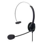 Manhattan Mono Over-Ear Headset (USB), Microphone Boom (padded), Polybag Packaging, Adjustable Headband, In-Line Volume Control, Ear Cushion, USB-A for both sound and mic use, cable 1.5m, Three Year Warranty image