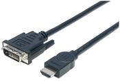 Manhattan HDMI to DVI-D 24+1 Cable, 3m, Male to Male, Black, Dual Link, Compatible with DVD-D, Lifetime Warranty, Equivalent to HDDVIMM3M image