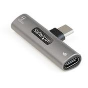 StarTech.com USB C Audio &amp; Charge Adapter - USB-C Audio Adapter w/ USB-C Audio Headphone/Headset Port and 60W USB Type-C Power Delivery Pass-through Charger - For USB-C Phone/Tablet/Laptop image