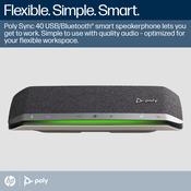 HP Poly Sync 40+ Microsoft Teams Certified USB-A USB-C Speakerphone +BT700 USB-A Adapter image