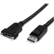 StarTech.com 3ft (1m) Panel Mount DisplayPort Cable - 4K x 2K - DisplayPort 1.2 Extension Cable Male to Female - DP Video Extender Cord with Panel Mount DP Connector - DP Monitor Cable image