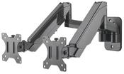 Manhattan Dual Wall Mount for TV &amp; Monitors (Full Motion Gas Spring), For screens 17" to 32", VESA compatibility: 75x75mm and 100x100mm - check the dimensions of the four mounting holes on back of screen to ensure it fits, Max 8kg each, Black, Bracket image