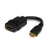 StarTech.com 5in Mini HDMI to HDMI Adapter - 4K High Speed HDMI Adapter - 4K 30Hz Ultra HD High Speed HDMI Adapter - HDMI 1.4 - Gold Plated Connectors - UHD Mini HDMI Adapter 4K - Black image